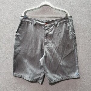 O'Neill Men Shorts 36 Gray Striped Chino Logo Embroidered Pockets 11" Inseam